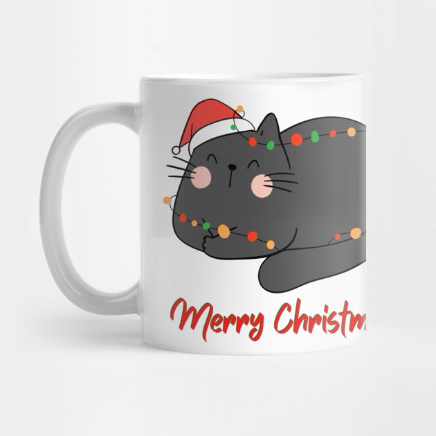 SLEEPY FUNNY CAT Merry Christmas! by Rightshirt